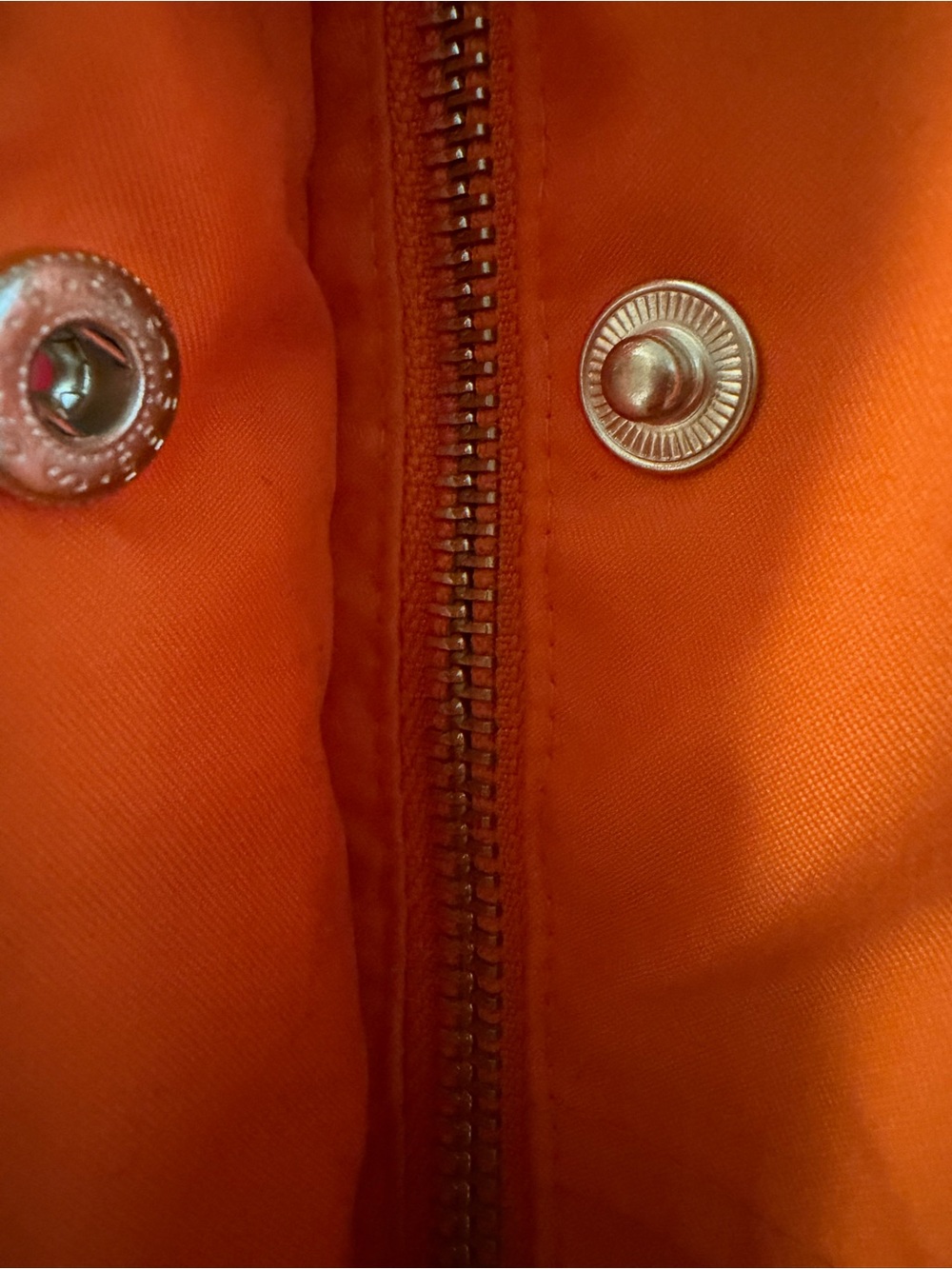 Vintage Lands' End Women's XL Orange Soft Fabric Raincoat Zipper Snaps 24"across - Picture 8 of 10